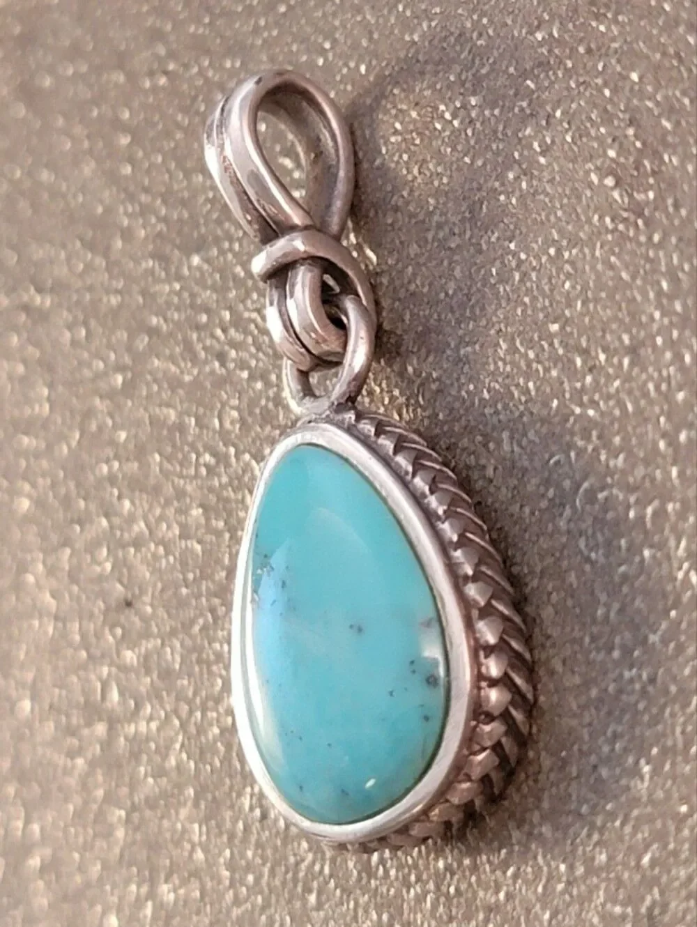 Barse Pear Shaped Blue Turquoise Herringbone Bezel Pendant NEW